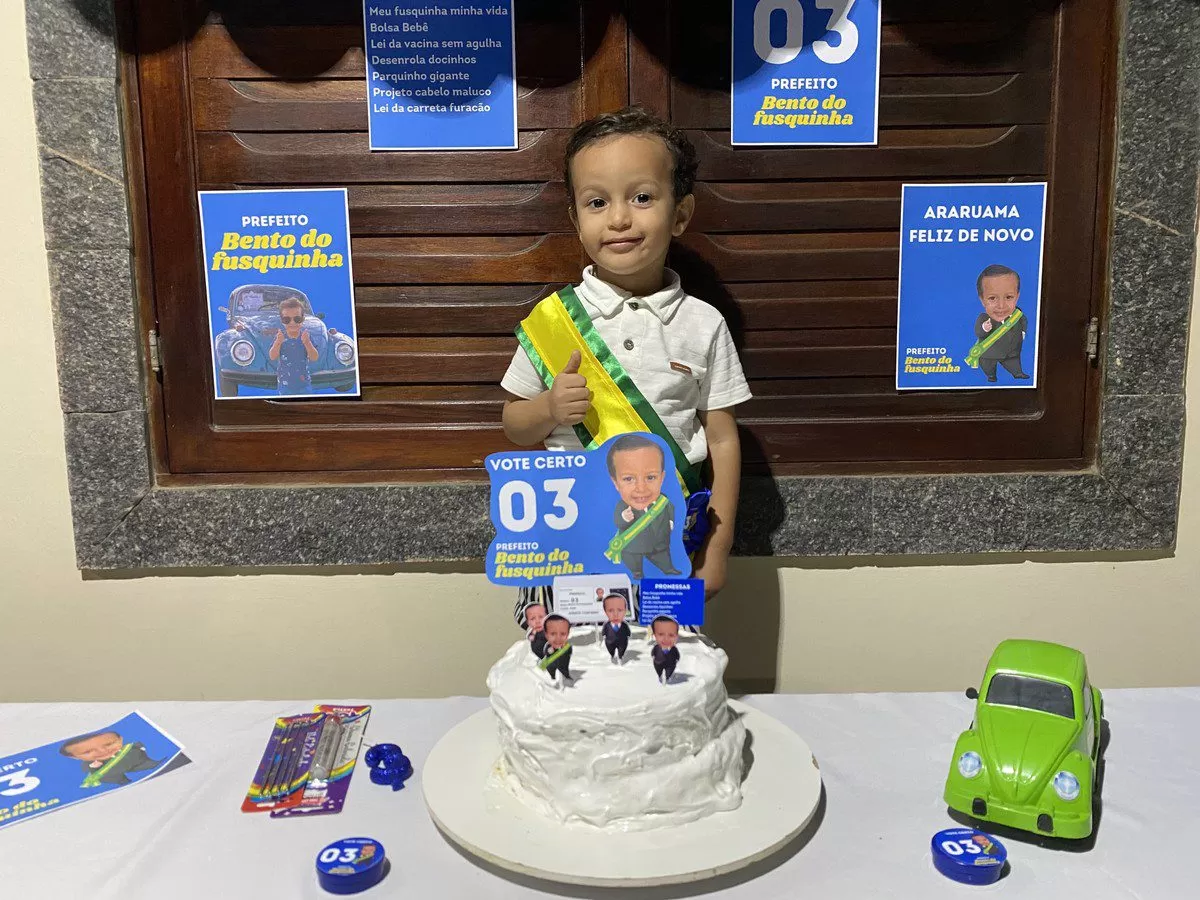 'Bento do Fusquinha': criança tem festa de aniversário com tema de eleições em Araruama | Região dos Lagos