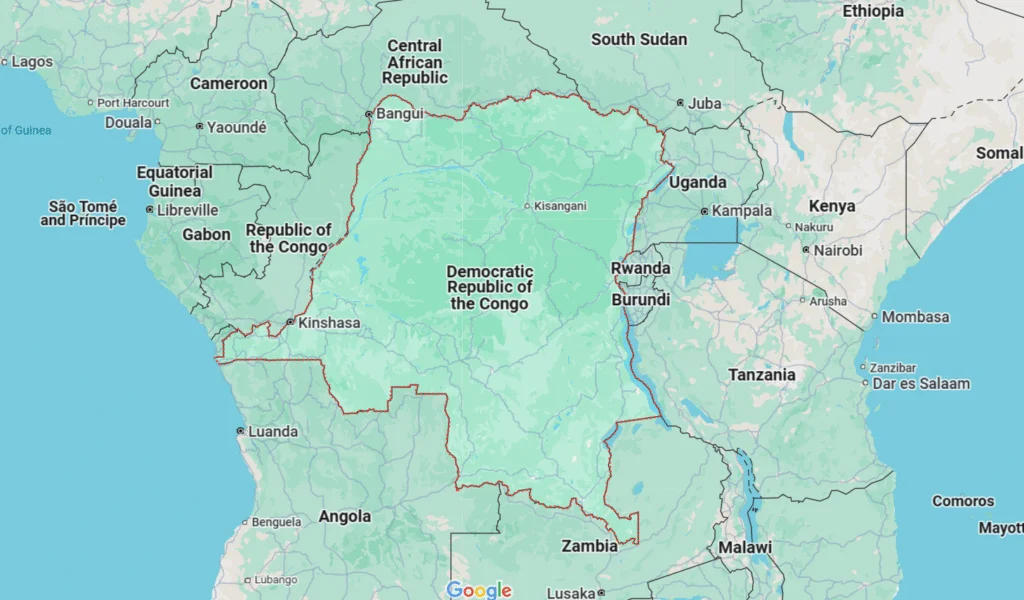 República Democrática do Congo (Imagem: Reprodução Google Maps)